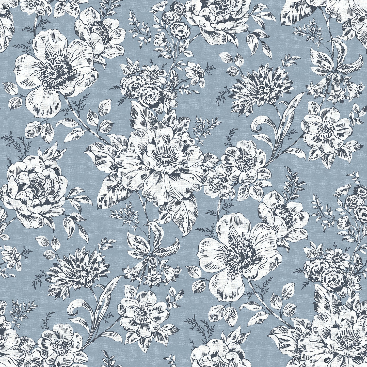 York Wallcoverings RoomMates Winifred Blue Peel and Stick Wallpaper Country Botanical Blues  Wallpaper - RMK12695PLW
