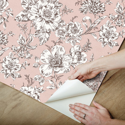 York Wallcoverings RoomMates Winifred Pink Peel and Stick Wallpaper Country Botanical Pinks  Wallpaper - RMK12696PLW