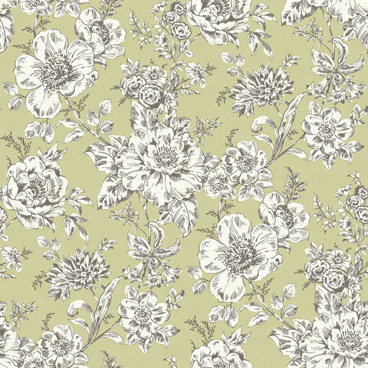 York Wallcoverings RoomMates Winifred Green Peel and Stick Wallpaper Country Botanical Greens  Wallpaper - RMK12697PLW