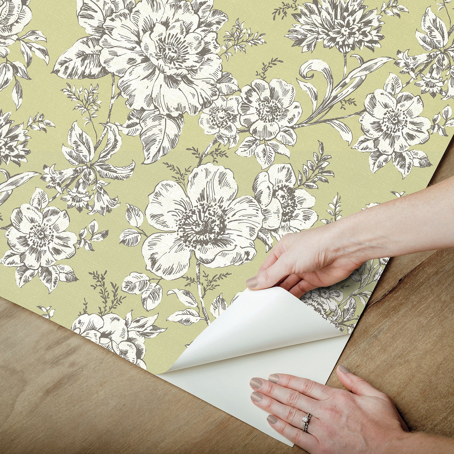 York Wallcoverings RoomMates Winifred Green Peel and Stick Wallpaper Country Botanical Greens  Wallpaper - RMK12697PLW