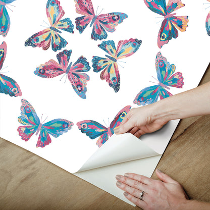 York Wallcoverings RoomMates Papillon Blue Peel and Stick Wallpaper Bohemian Graphics Blues  Wallpaper - RMK12700PLW