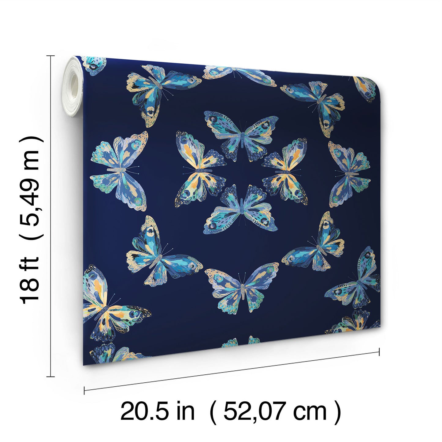 York Wallcoverings RoomMates Papillon Blue Peel and Stick Wallpaper Bohemian Graphics Blues  Wallpaper - RMK12702PLW