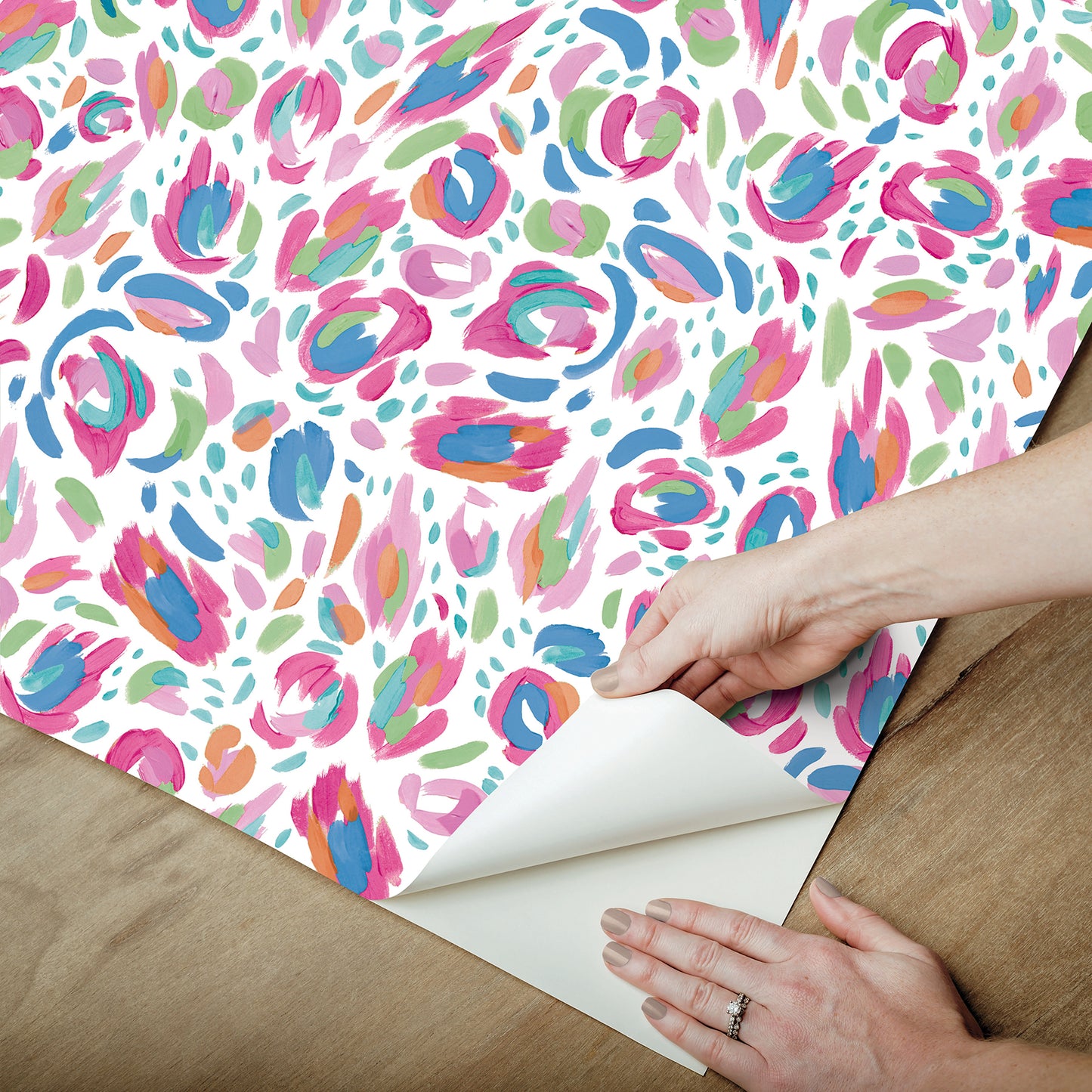 York Wallcoverings RoomMates Brushstroke Leopard Red Multi Peel and Stick Wallpaper Bohemian Graphics Pinks  Wallpaper - RMK12709PLW