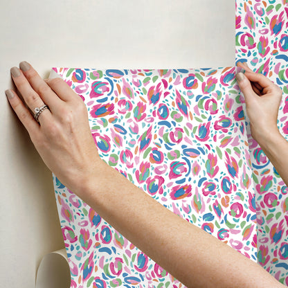 York Wallcoverings RoomMates Brushstroke Leopard Red Multi Peel and Stick Wallpaper Bohemian Graphics Pinks  Wallpaper - RMK12709PLW