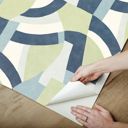 York Wallcoverings RoomMates Melbourne Teal Peel and Stick Wallpaper Retro Geometrics Greens  Wallpaper - RMK12712PLW