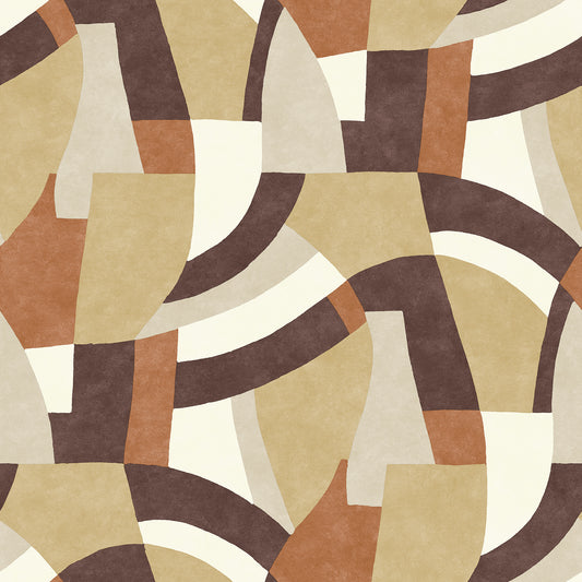 York Wallcoverings RoomMates Melbourne Terracotta Peel and Stick Wallpaper Retro Geometrics Browns  Wallpaper - RMK12713PLW