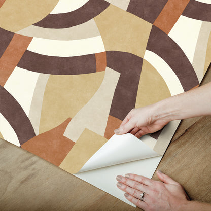 York Wallcoverings RoomMates Melbourne Terracotta Peel and Stick Wallpaper Retro Geometrics Browns  Wallpaper - RMK12713PLW