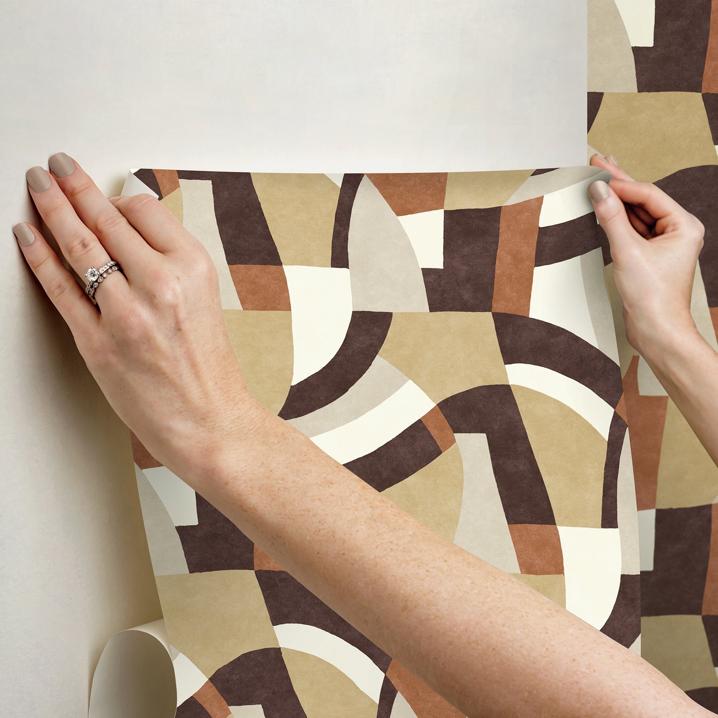 York Wallcoverings RoomMates Melbourne Terracotta Peel and Stick Wallpaper Retro Geometrics Browns  Wallpaper - RMK12713PLW