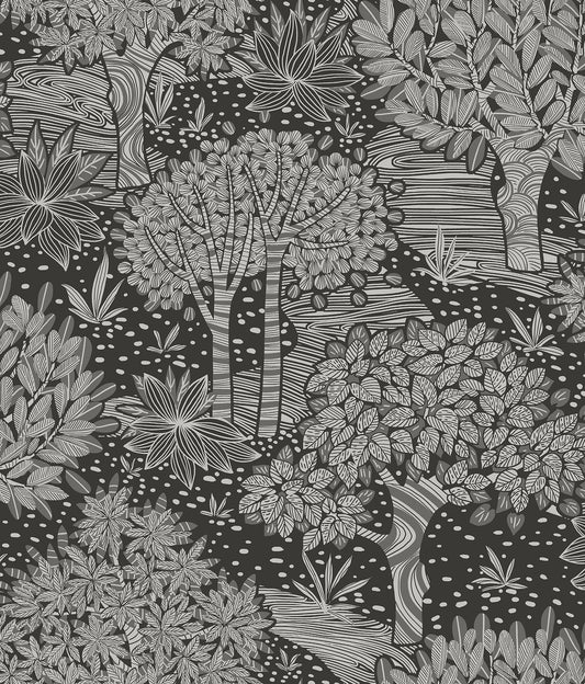 York Wallcoverings RoomMates Perth Black Peel and Stick Wallpaper Bohemian Trees Blacks  Wallpaper - RMK12716PLW