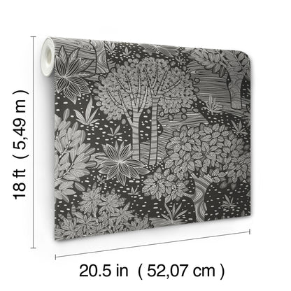 York Wallcoverings RoomMates Perth Black Peel and Stick Wallpaper Bohemian Trees Blacks  Wallpaper - RMK12716PLW