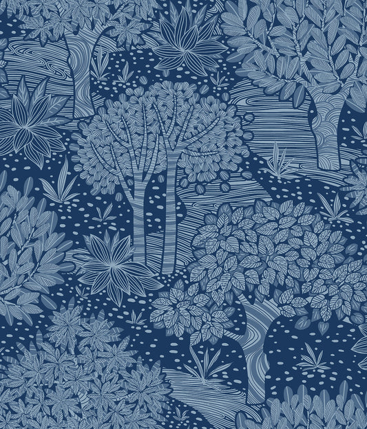 York Wallcoverings RoomMates Perth Navy Peel and Stick Wallpaper Bohemian Trees Blues  Wallpaper - RMK12717PLW