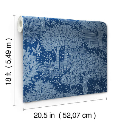 York Wallcoverings RoomMates Perth Navy Peel and Stick Wallpaper Bohemian Trees Blues  Wallpaper - RMK12717PLW