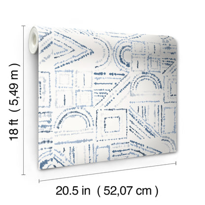 York Wallcoverings RoomMates Brisbane Blue Peel and Stick Wallpaper Bohemian Geometrics Blues  Wallpaper - RMK12718PLW