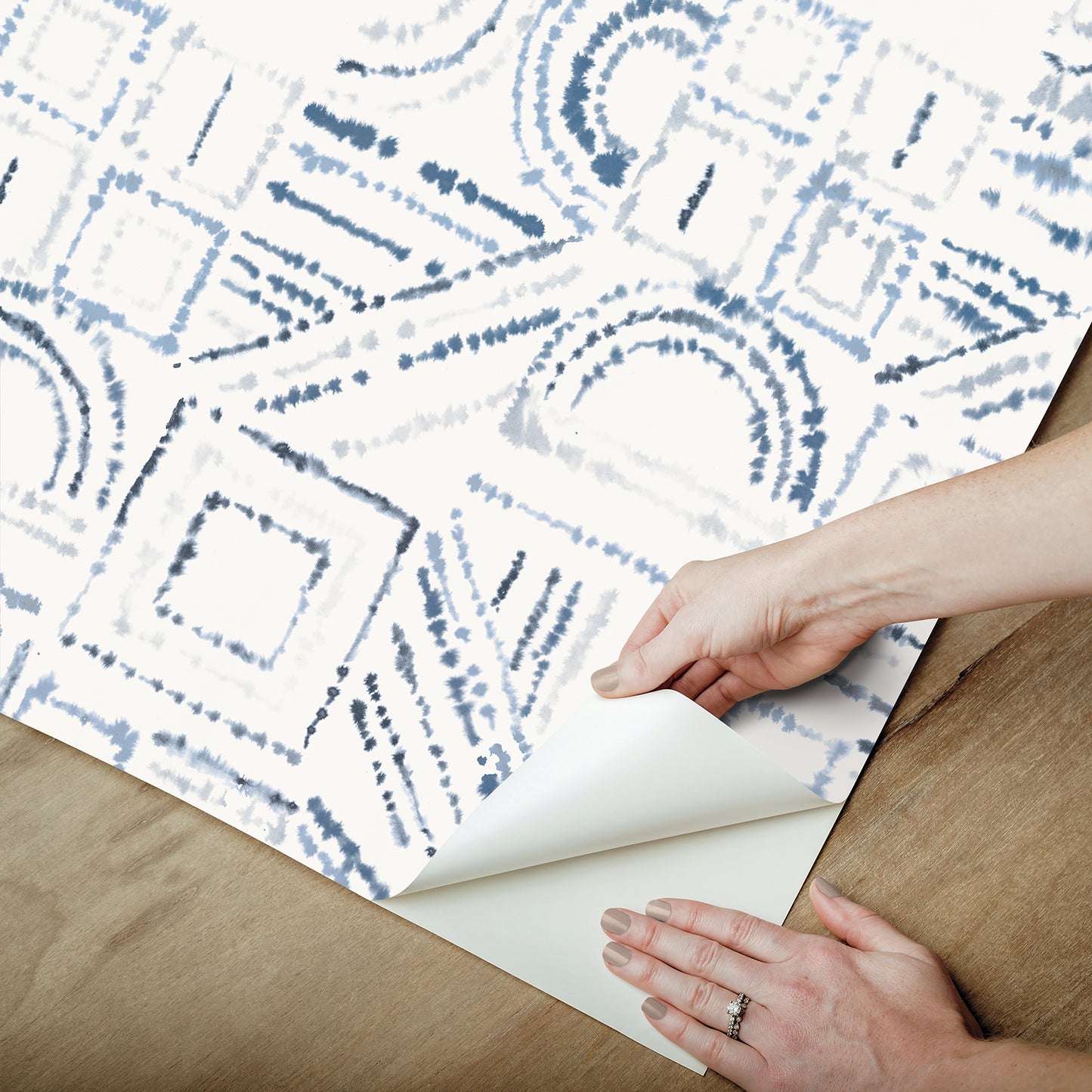 York Wallcoverings RoomMates Brisbane Blue Peel and Stick Wallpaper Bohemian Geometrics Blues  Wallpaper - RMK12718PLW