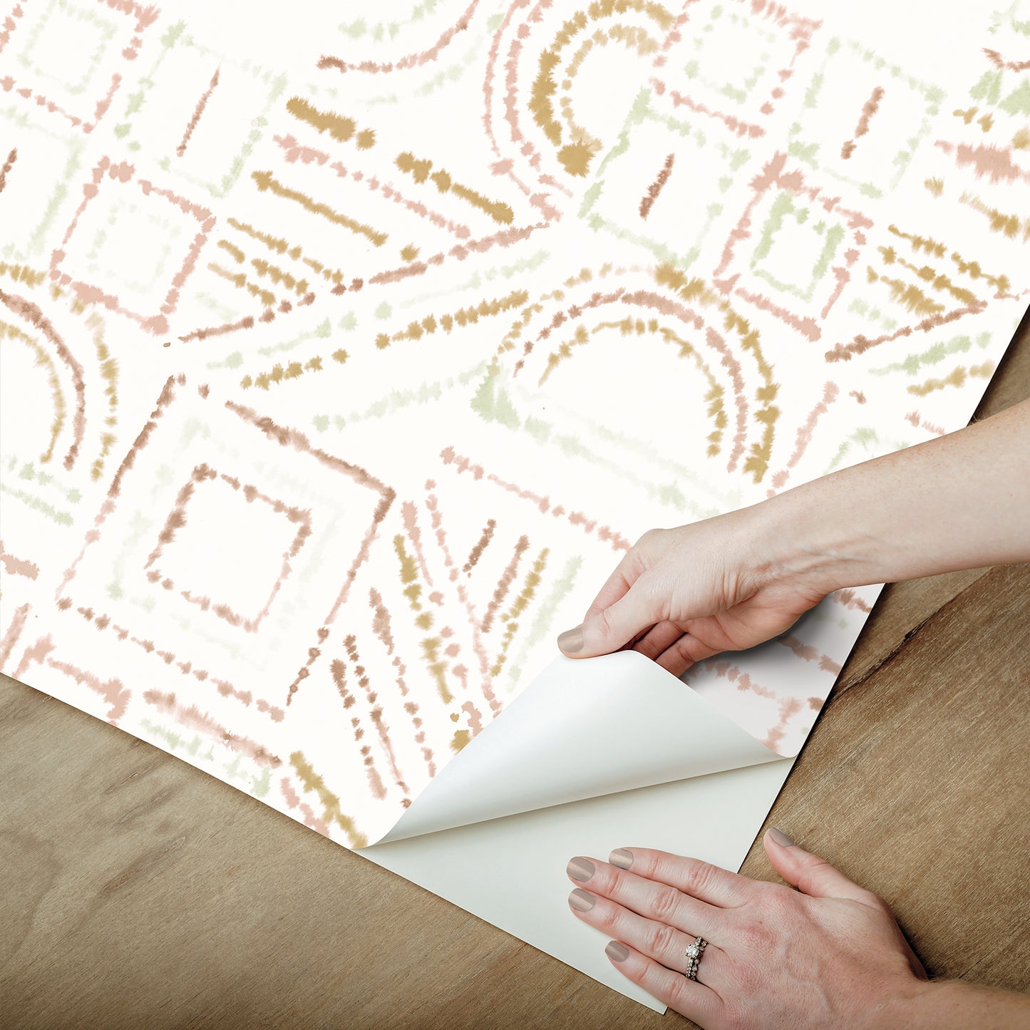 York Wallcoverings RoomMates Brisbane Terracotta Peel and Stick Wallpaper Bohemian Geometrics Pinks  Wallpaper - RMK12719PLW