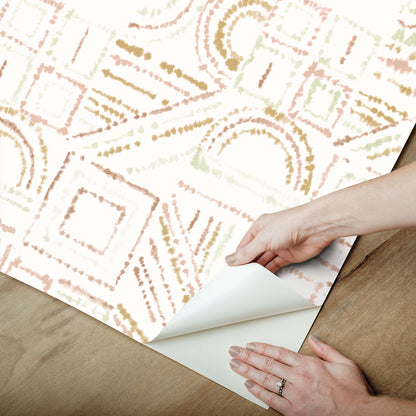 York Wallcoverings RoomMates Brisbane Terracotta Peel and Stick Wallpaper Bohemian Geometrics Pinks  Wallpaper - RMK12719PLW