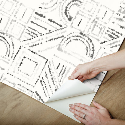 York Wallcoverings RoomMates Brisbane Black Peel and Stick Wallpaper Bohemian Geometrics Blacks  Wallpaper - RMK12720PLW