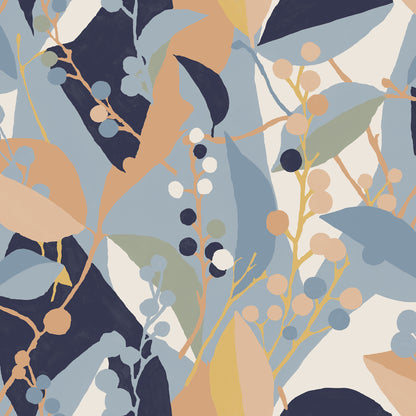 York Wallcoverings RoomMates Adelaide Blue Peel and Stick Wallpaper Bohemian Trees Blues  Wallpaper - RMK12722PLW