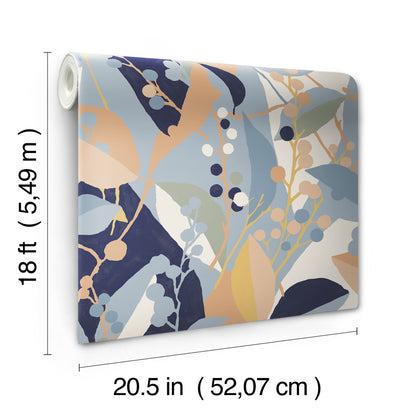 York Wallcoverings RoomMates Adelaide Blue Peel and Stick Wallpaper Bohemian Trees Blues  Wallpaper - RMK12722PLW