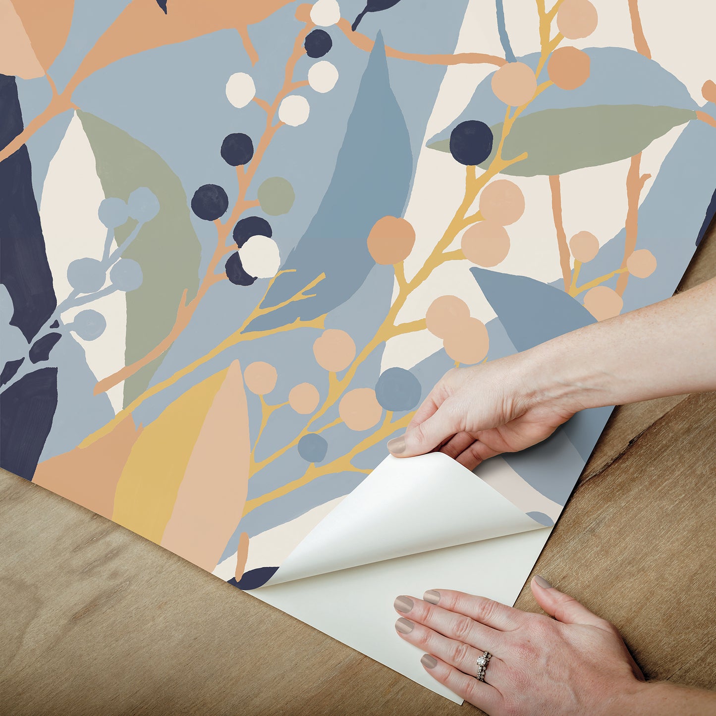 York Wallcoverings RoomMates Adelaide Blue Peel and Stick Wallpaper Bohemian Trees Blues  Wallpaper - RMK12722PLW