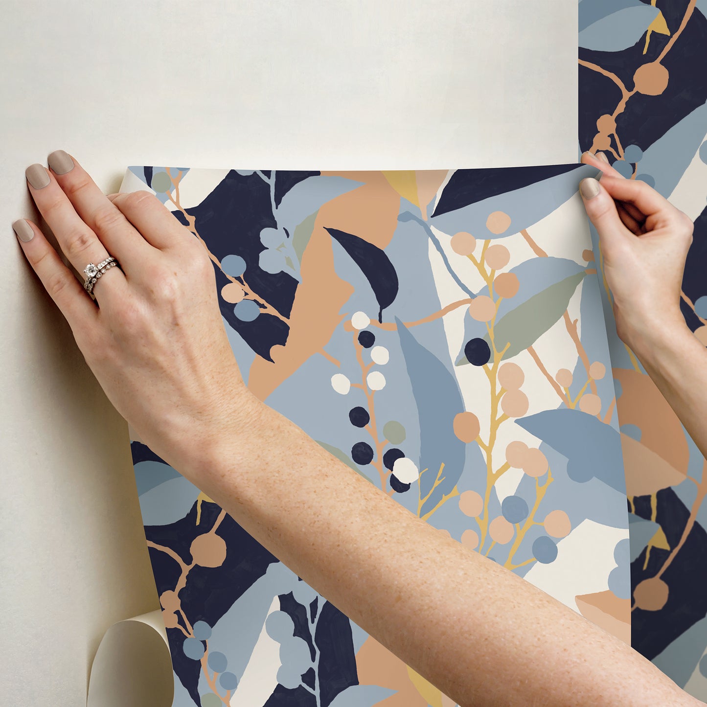 York Wallcoverings RoomMates Adelaide Blue Peel and Stick Wallpaper Bohemian Trees Blues  Wallpaper - RMK12722PLW