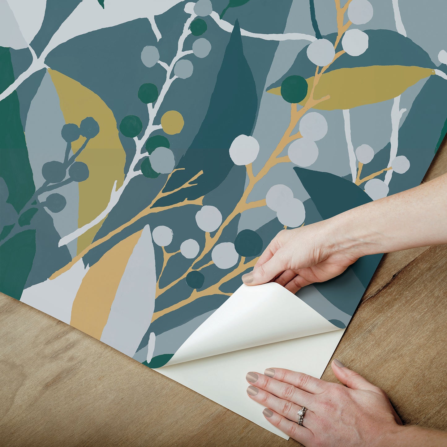 York Wallcoverings RoomMates Adelaide Teal Peel and Stick Wallpaper Bohemian Trees Blues  Wallpaper - RMK12723PLW