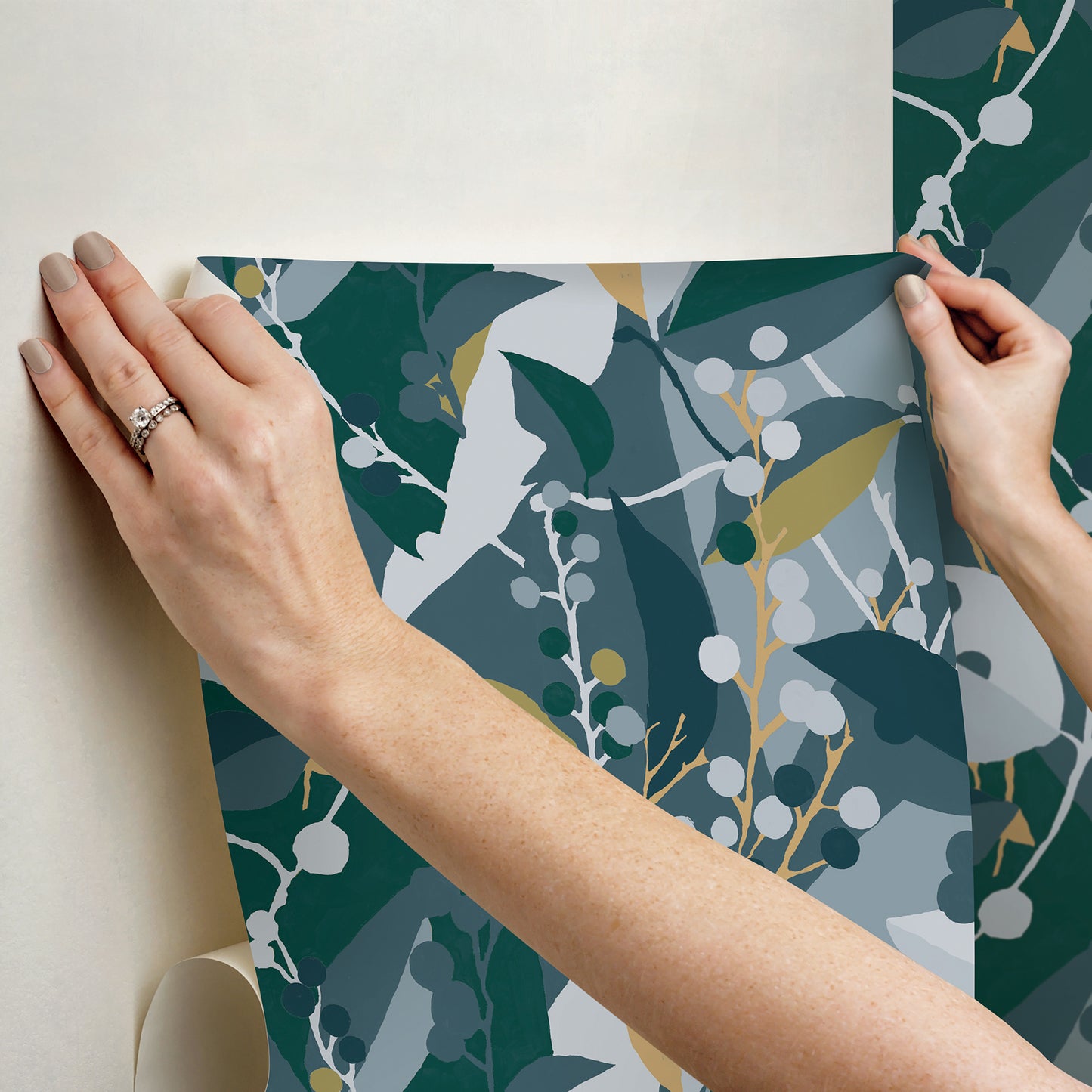 York Wallcoverings RoomMates Adelaide Teal Peel and Stick Wallpaper Bohemian Trees Blues  Wallpaper - RMK12723PLW