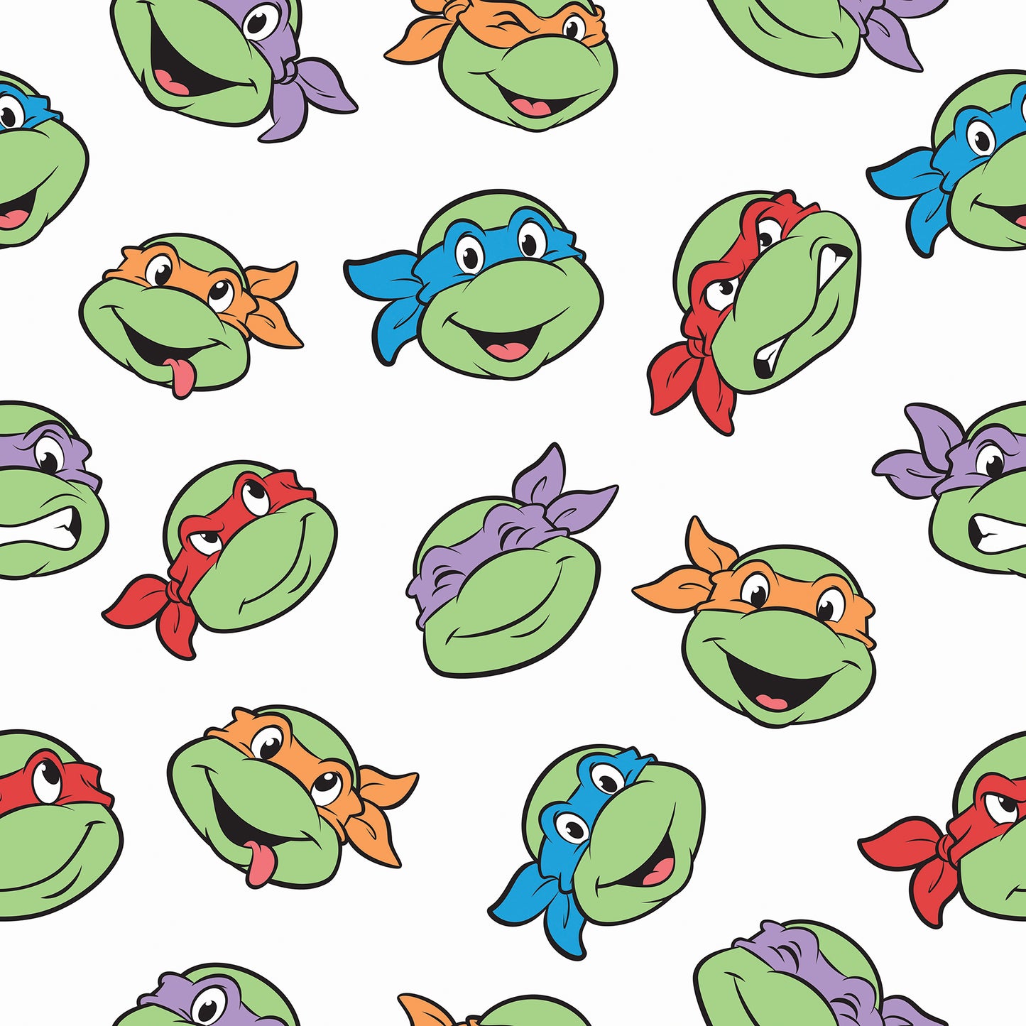 York Wallcoverings RoomMates Teenage Mutant Ninja Turtles Character Faces White Peel and Stick Wallpaper Kids Graphics Greens  Wallpaper - RMK12727PLW