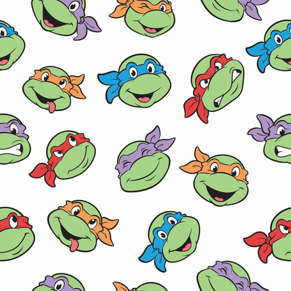 York Wallcoverings RoomMates Teenage Mutant Ninja Turtles Character Faces White Peel and Stick Wallpaper Kids Graphics Greens  Wallpaper - RMK12727PLW