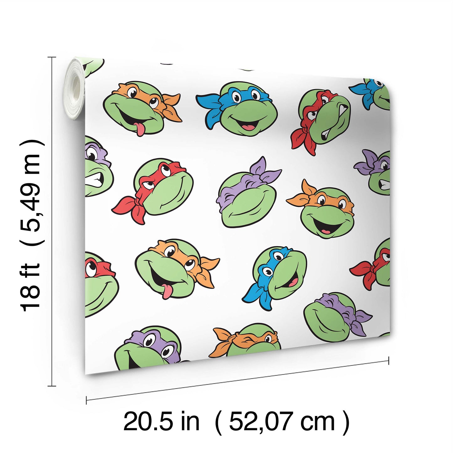 York Wallcoverings RoomMates Teenage Mutant Ninja Turtles Character Faces White Peel and Stick Wallpaper Kids Graphics Greens  Wallpaper - RMK12727PLW