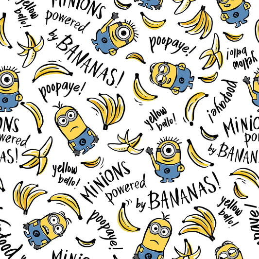 York Wallcoverings RoomMates Minions Powered By Bananas Peel and Stick Wallpaper Kids Graphics Whites and Off-Whites  Wallpaper - RMK12729PLW