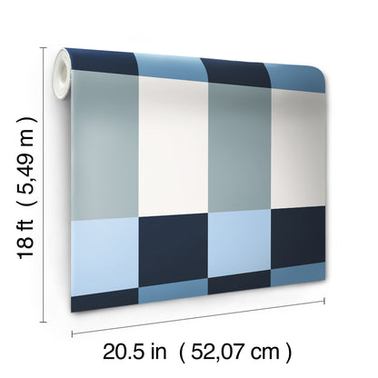 York Wallcoverings RoomMates Framework Blue Peel and Stick Wallpaper Modern Graphics Blues  Wallpaper - RMK12734PLW