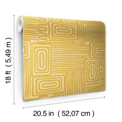 York Wallcoverings RoomMates Pathways Yellow Peel and Stick Wallpaper Modern Graphics Yellows  Wallpaper - RMK12744PLW