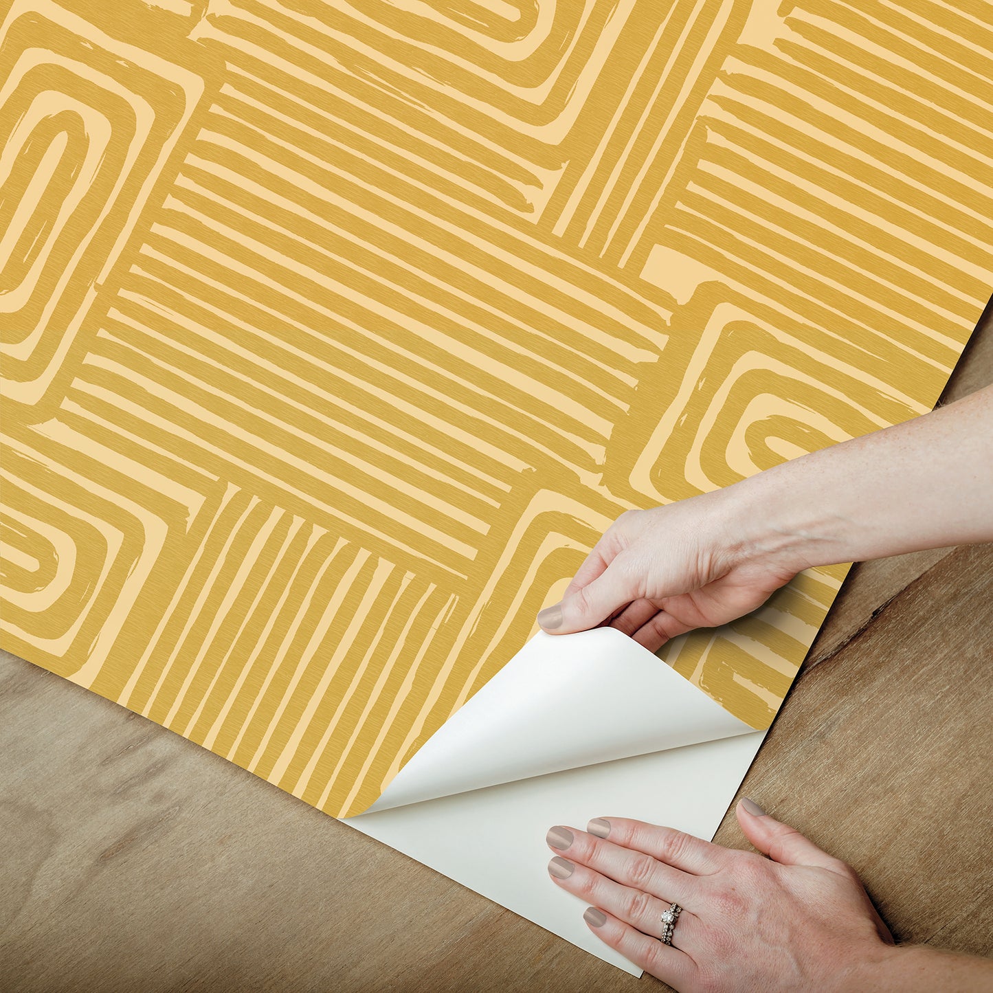 York Wallcoverings RoomMates Pathways Yellow Peel and Stick Wallpaper Modern Graphics Yellows  Wallpaper - RMK12744PLW