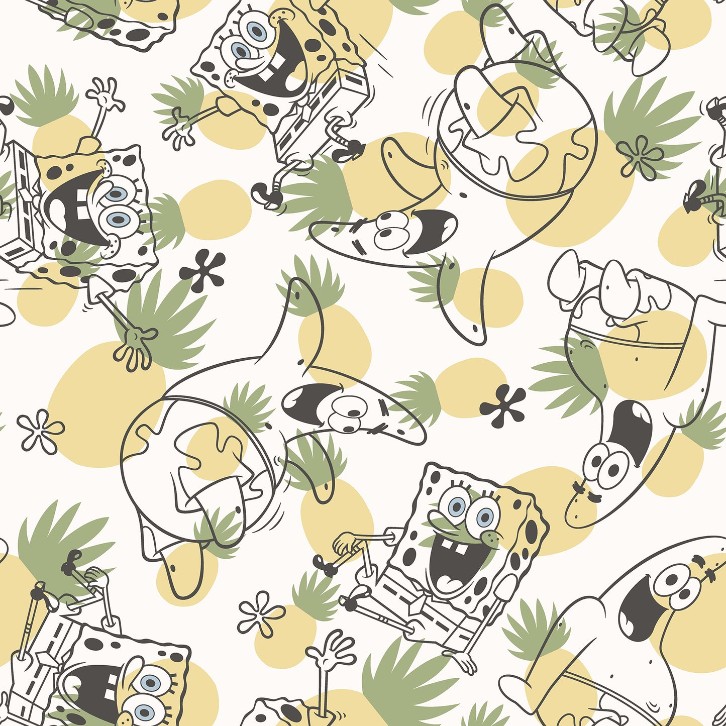 York Wallcoverings RoomMates SpongeBob?¨SquarePants Pineapple Toss Yellow Peel and Stick Wallpaper Kids Graphics Yellows  Wallpaper - RMK12745PLW