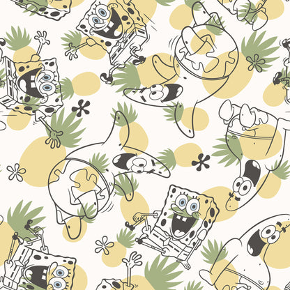 York Wallcoverings RoomMates SpongeBob?¨SquarePants Pineapple Toss Yellow Peel and Stick Wallpaper Kids Graphics Yellows  Wallpaper - RMK12745PLW
