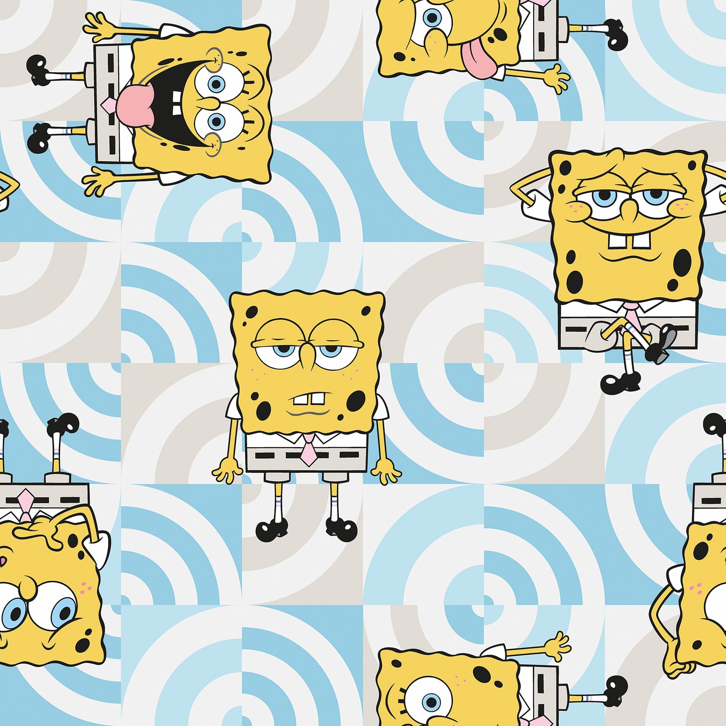 York Wallcoverings RoomMates SpongeBob?¨SquarePants Funny Faces Blue Peel and Stick Wallpaper Kids Graphics Blues  Wallpaper - RMK12746PLW