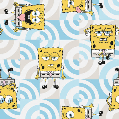 York Wallcoverings RoomMates SpongeBob?¨SquarePants Funny Faces Blue Peel and Stick Wallpaper Kids Graphics Blues  Wallpaper - RMK12746PLW