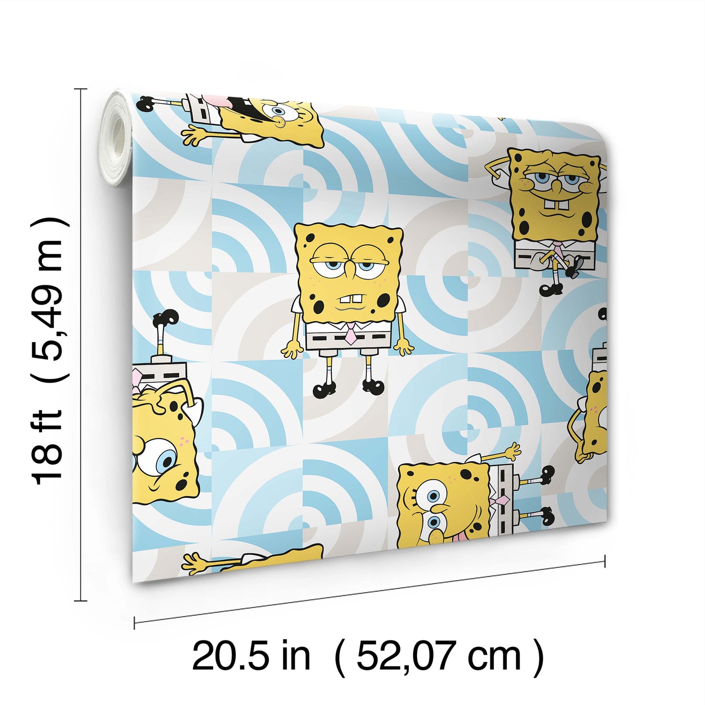 York Wallcoverings RoomMates SpongeBob?¨SquarePants Funny Faces Blue Peel and Stick Wallpaper Kids Graphics Blues  Wallpaper - RMK12746PLW