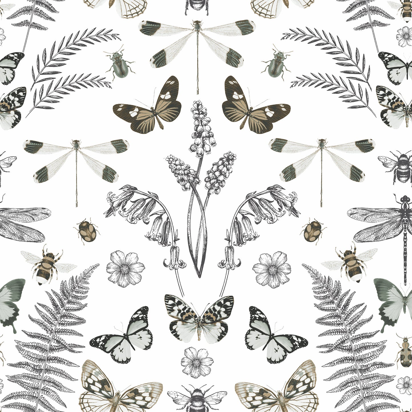 York Wallcoverings RoomMates Hidden Treasures White Peel and Stick Wallpaper Bohemian Animals Whites and Off-Whites  Wallpaper - RMK12747PLW