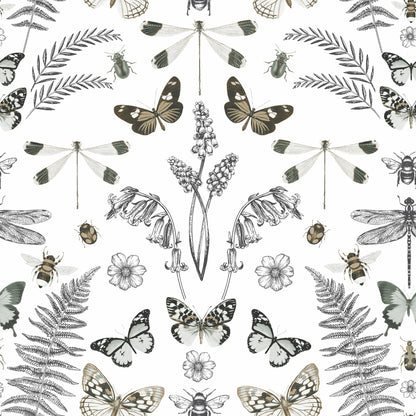 York Wallcoverings RoomMates Hidden Treasures White Peel and Stick Wallpaper Bohemian Animals Whites and Off-Whites  Wallpaper - RMK12747PLW