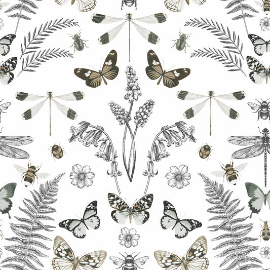 York Wallcoverings RoomMates Hidden Treasures White Peel and Stick Wallpaper Bohemian Animals Whites and Off-Whites  Wallpaper - RMK12747PLW