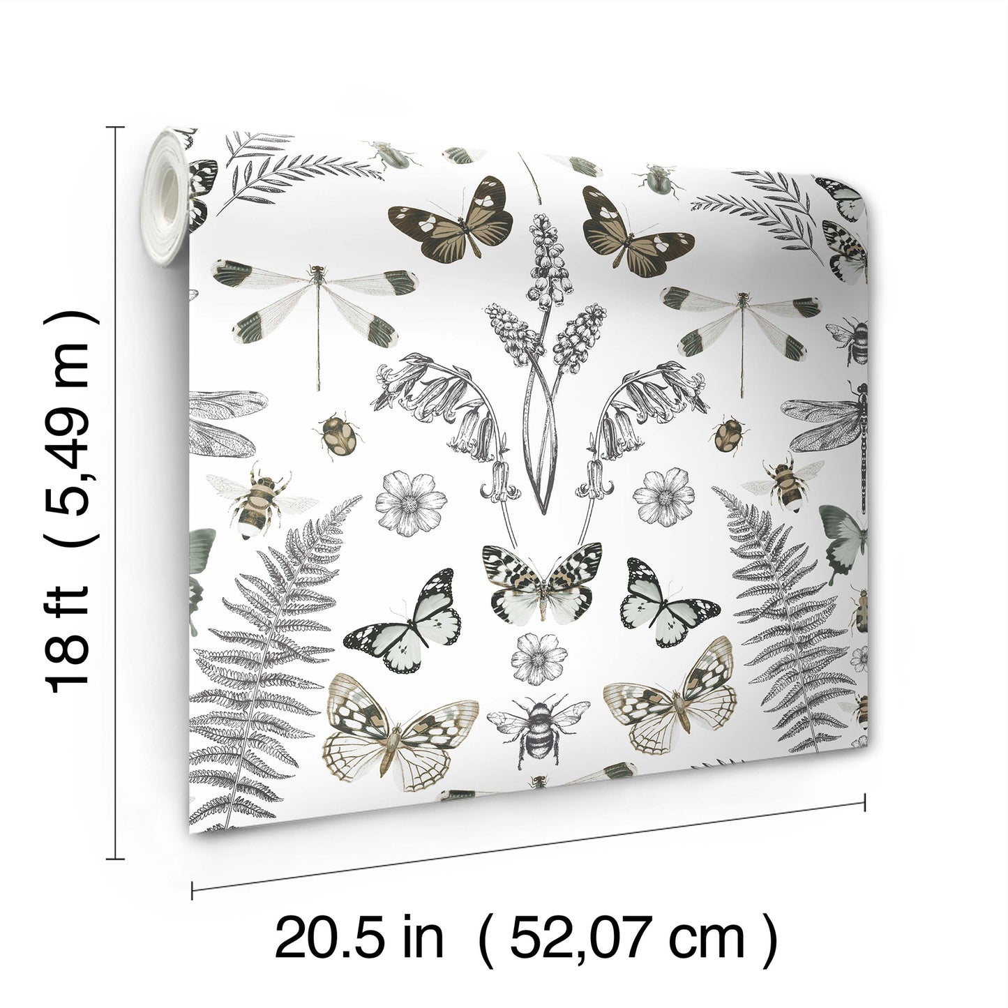 York Wallcoverings RoomMates Hidden Treasures White Peel and Stick Wallpaper Bohemian Animals Whites and Off-Whites  Wallpaper - RMK12747PLW