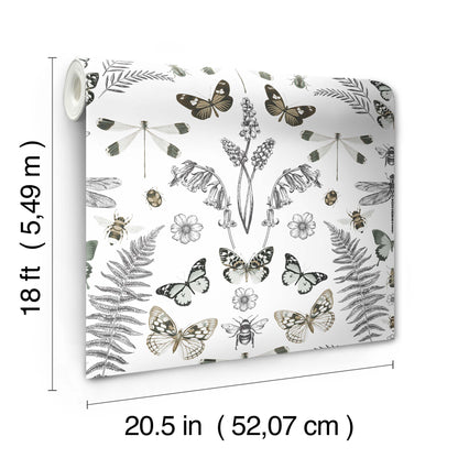 York Wallcoverings RoomMates Hidden Treasures White Peel and Stick Wallpaper Bohemian Animals Whites and Off-Whites  Wallpaper - RMK12747PLW