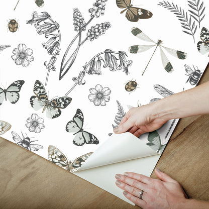 York Wallcoverings RoomMates Hidden Treasures White Peel and Stick Wallpaper Bohemian Animals Whites and Off-Whites  Wallpaper - RMK12747PLW