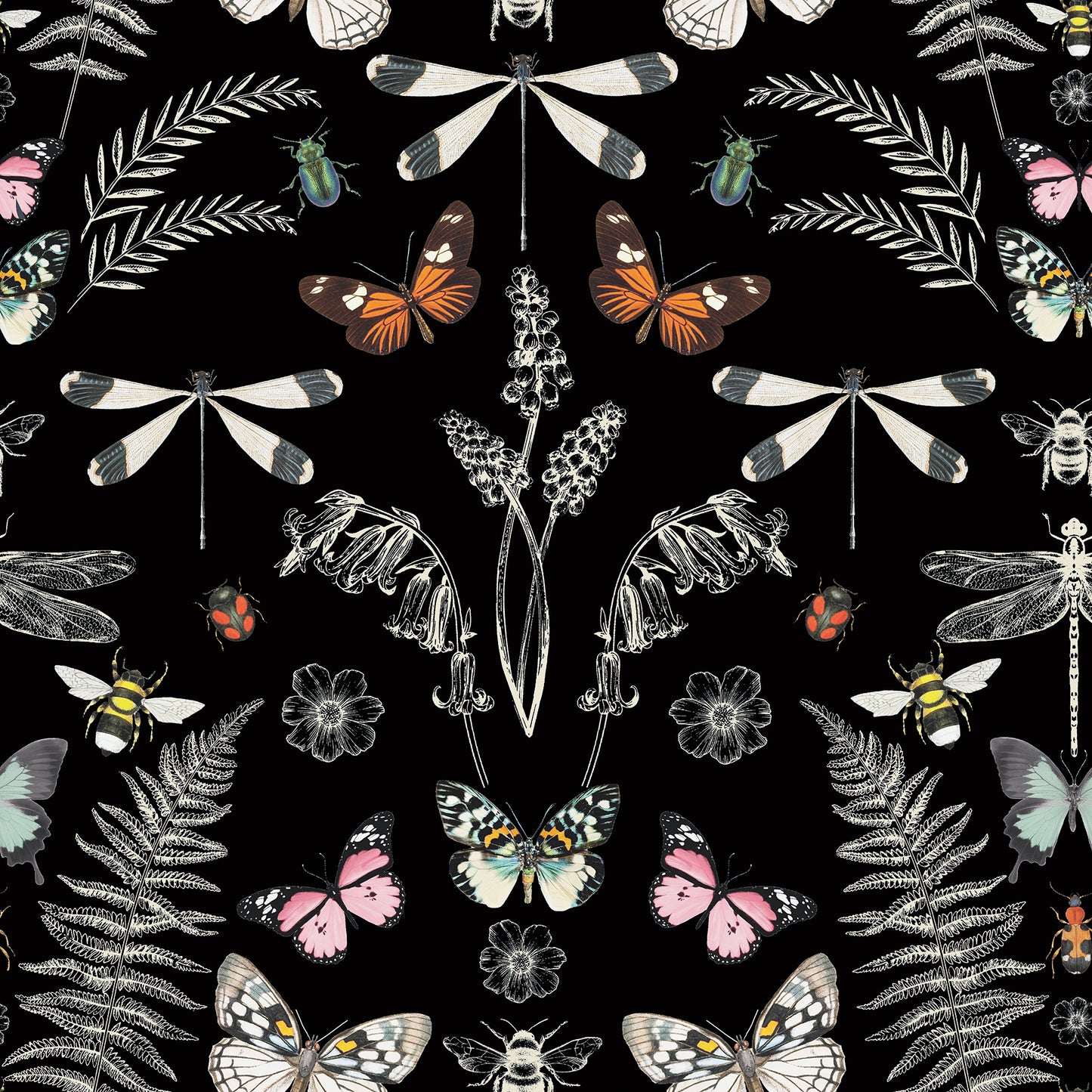 York Wallcoverings RoomMates Hidden Treasures Black Peel and Stick Wallpaper Bohemian Animals Blacks  Wallpaper - RMK12749PLW