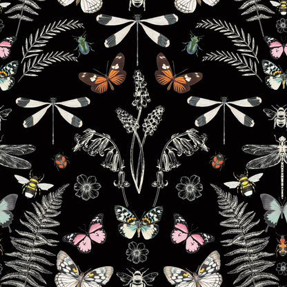 York Wallcoverings RoomMates Hidden Treasures Black Peel and Stick Wallpaper Bohemian Animals Blacks  Wallpaper - RMK12749PLW