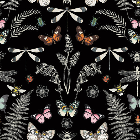 York Wallcoverings RoomMates Hidden Treasures Black Peel and Stick Wallpaper Bohemian Animals Blacks  Wallpaper - RMK12749PLW