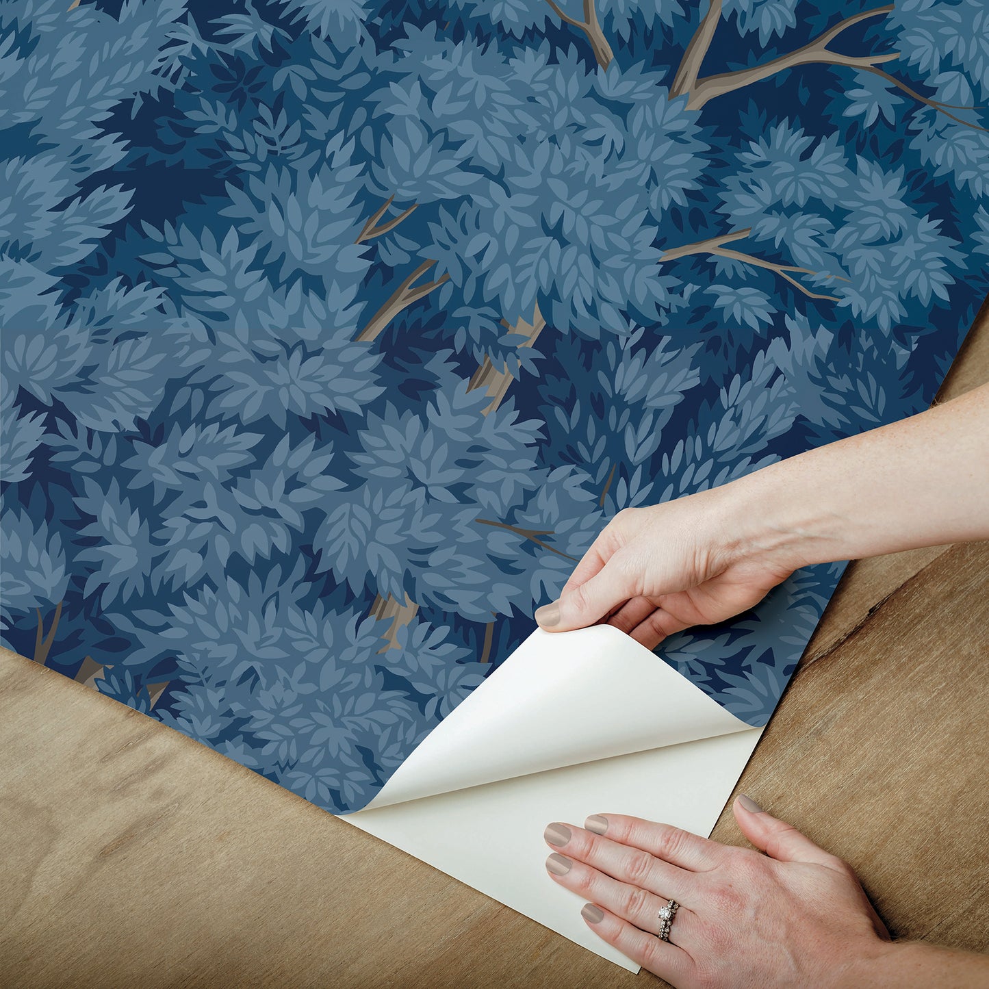 York Wallcoverings RoomMates Ardian Navy Peel and Stick Wallpaper Traditional Trees Blues  Wallpaper - RMK12750PLW