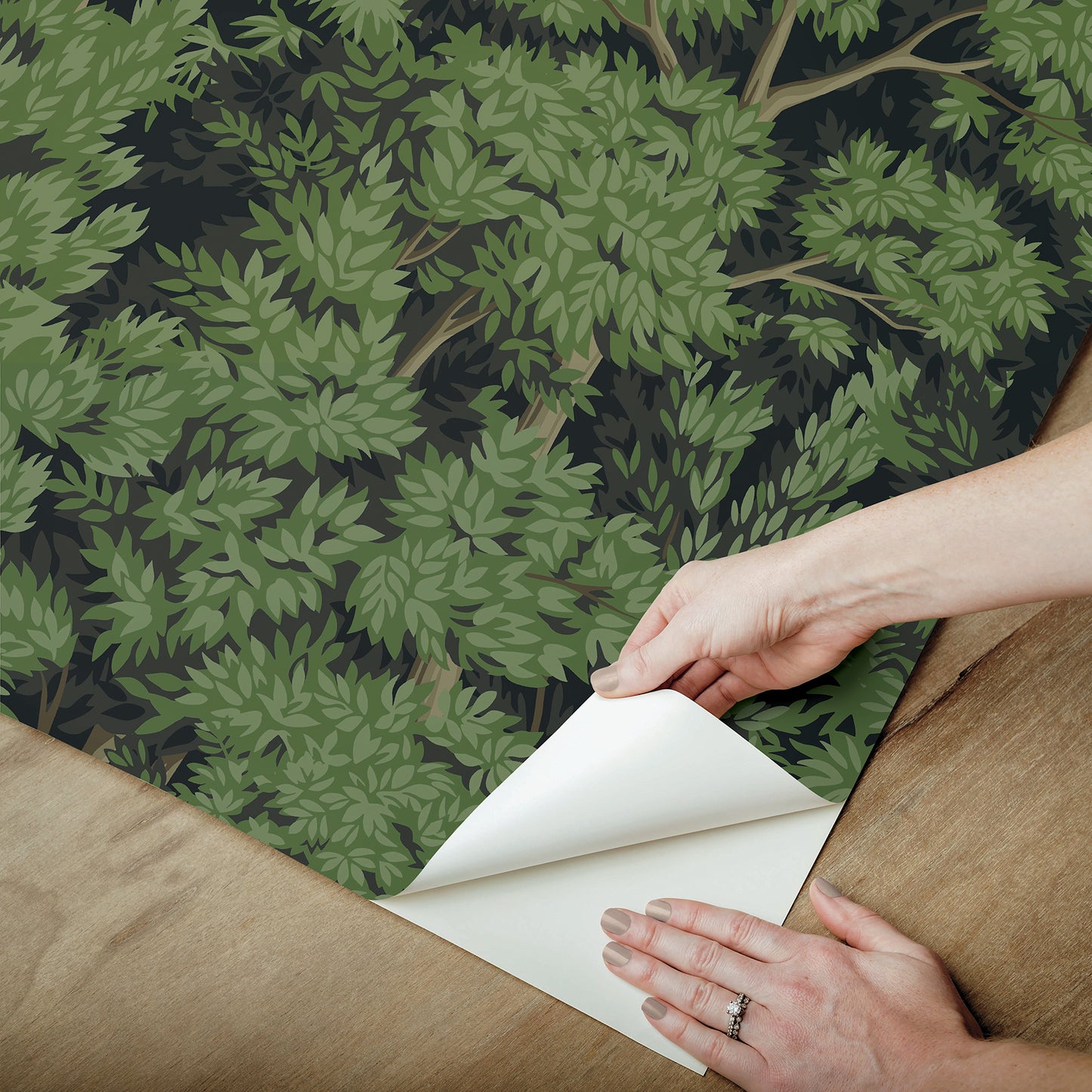 York Wallcoverings RoomMates Ardian Green Peel and Stick Wallpaper Traditional Trees Greens  Wallpaper - RMK12751PLW